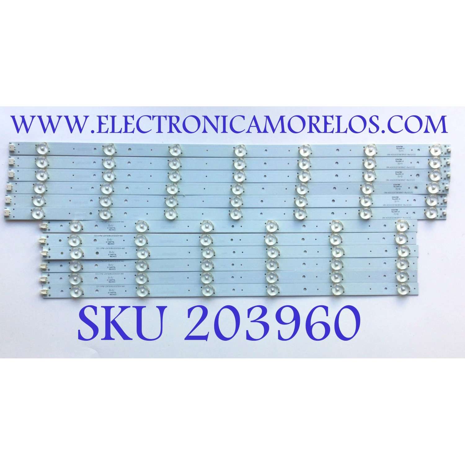 KIT DE LED'S PARA TV HAIER / RCA (12 PIEZAS) / NUMERO DE PARTE CRH-K553535T0613L4CF / CRH-K553535T0613R4CF / E334789 / A7M01H220KYA15CDK / MODELOS 55E5500U / 55E5500UH / 55E5500UA / 55E5500UF / 55E5500UG / 55E5500UB / 55E5500UC / RLD5515A-C